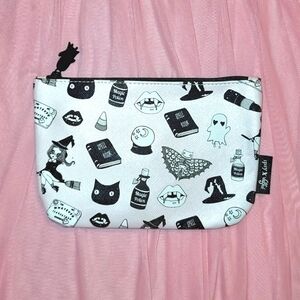 NEW Ipsy Valfie collab makeup bag; pink vinyl w/Halloween print; black lining